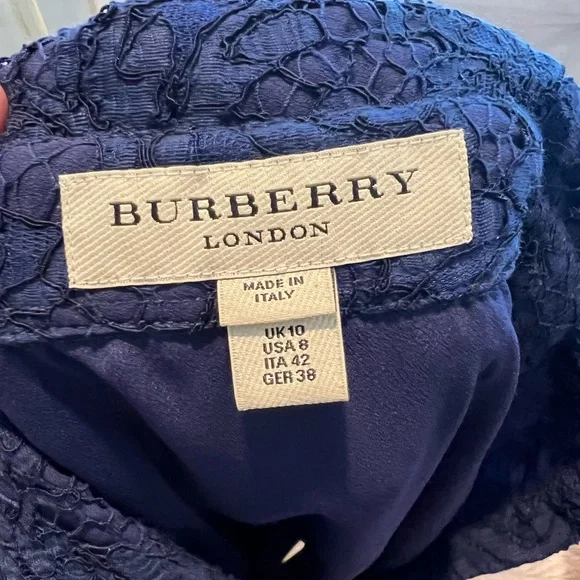 Burberry Ladies Navy Blue Floral Lace Shirt Dress - Picture 11 of 11